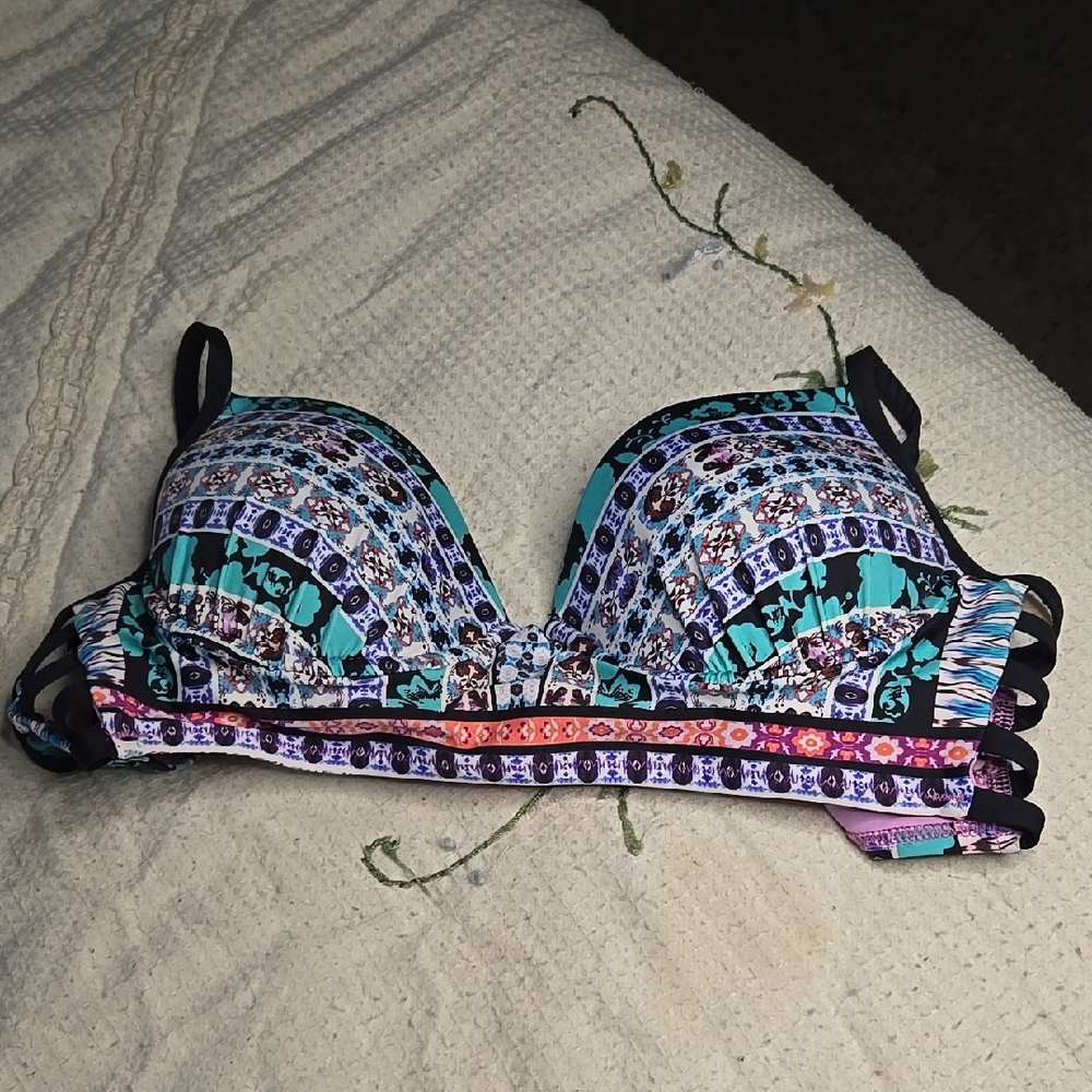 Nanette Lepore Purple Floral Bikini Top